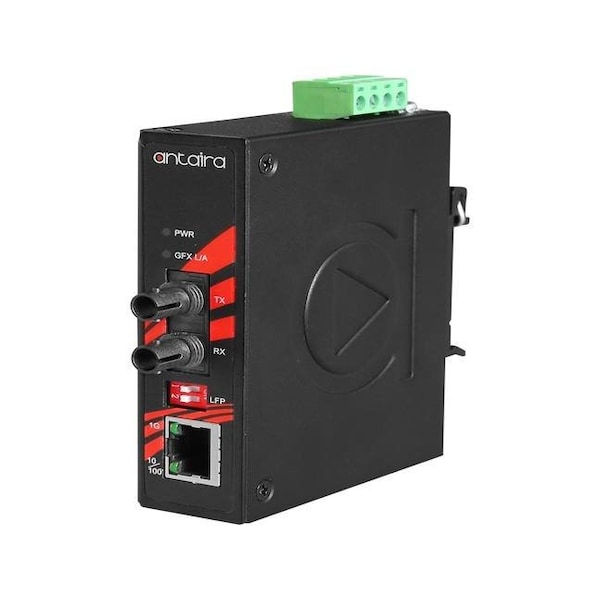 Compact Industrial Gigabit Ethernet Media Converter, with 10/100/1000TX to ST SM
